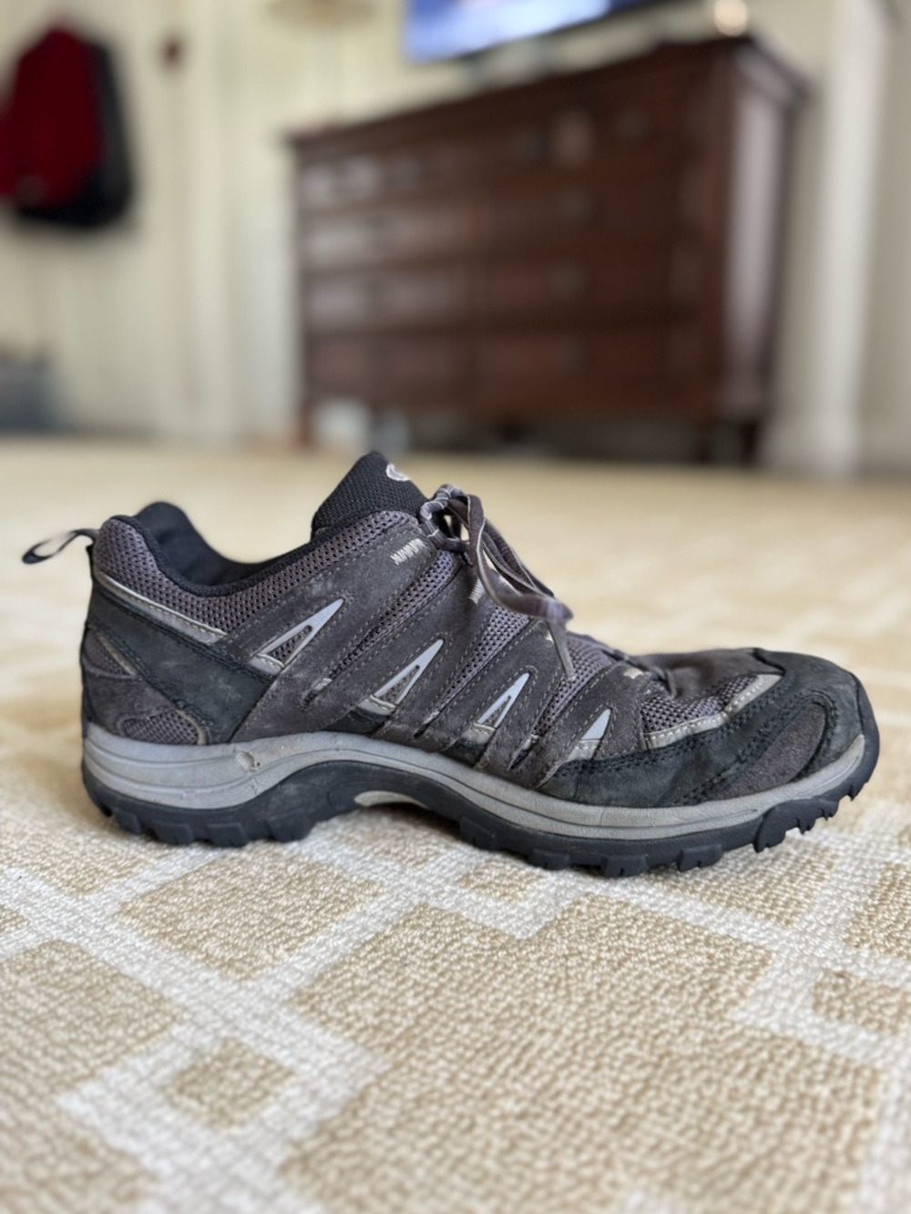 Salomon Contagrip Trail Hiking Shoes Gray Black Low Top Outdoor Sneakers Size 10 - Picture 6 of 17